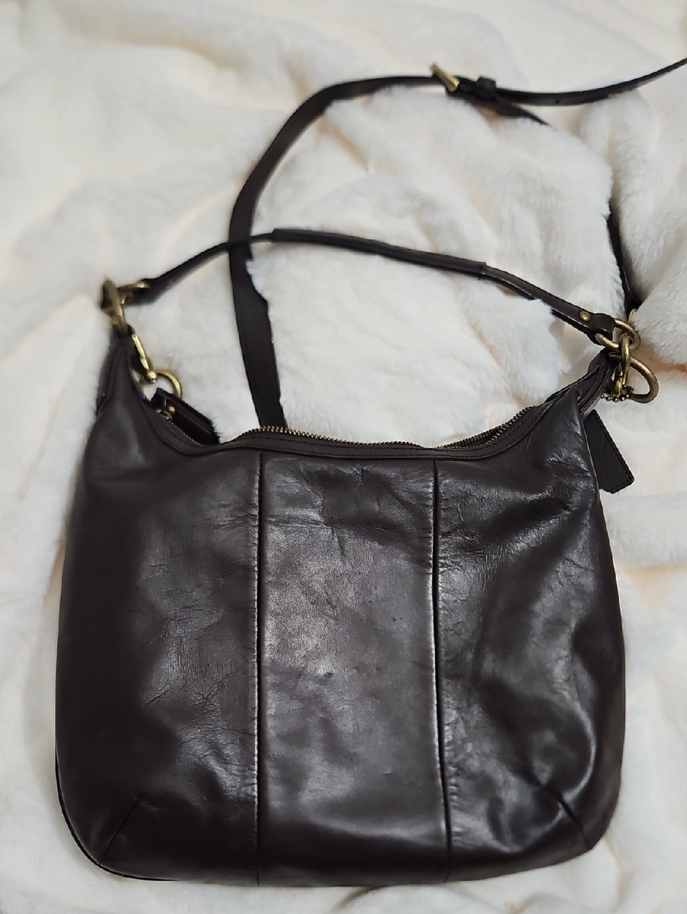 Coach Kristen Woven Leather Crossbody Bag Brown | Turnlock Flap - Picture 13 of 13